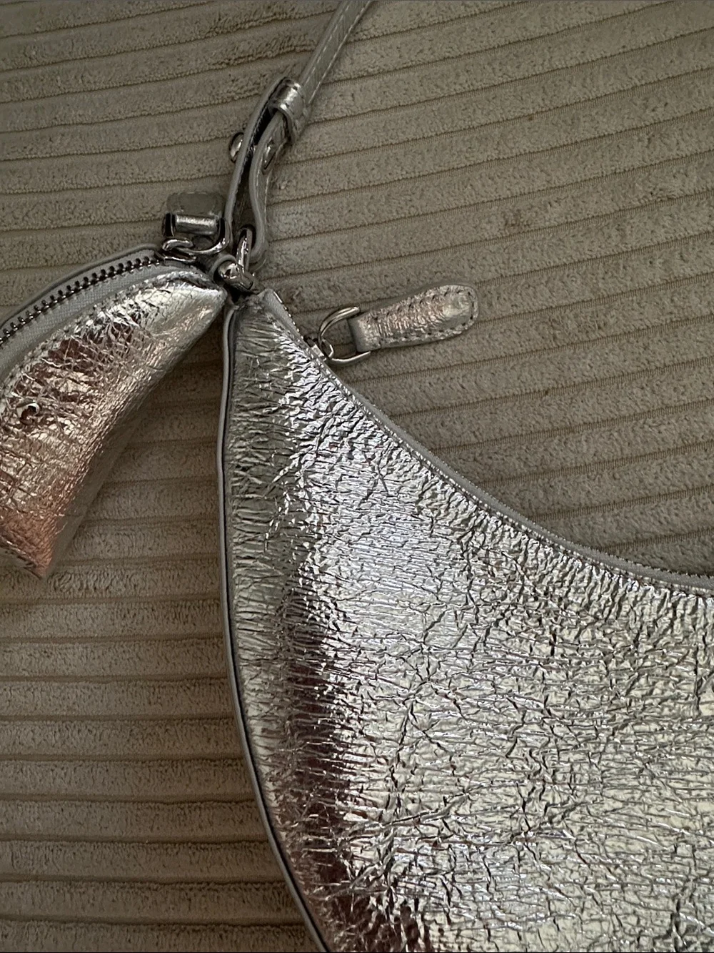 kate spade Metallic Silver Crescent Shoulder Bag